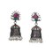 Indian Oxidized Jhumka Earrings for Women - Vintage Indian Jhumki Ethnic Chandbali Earrings Faux Pearls with Oxidized Platting Bollywood Style Dangle Earring Jewelry for Bride Gift for Her